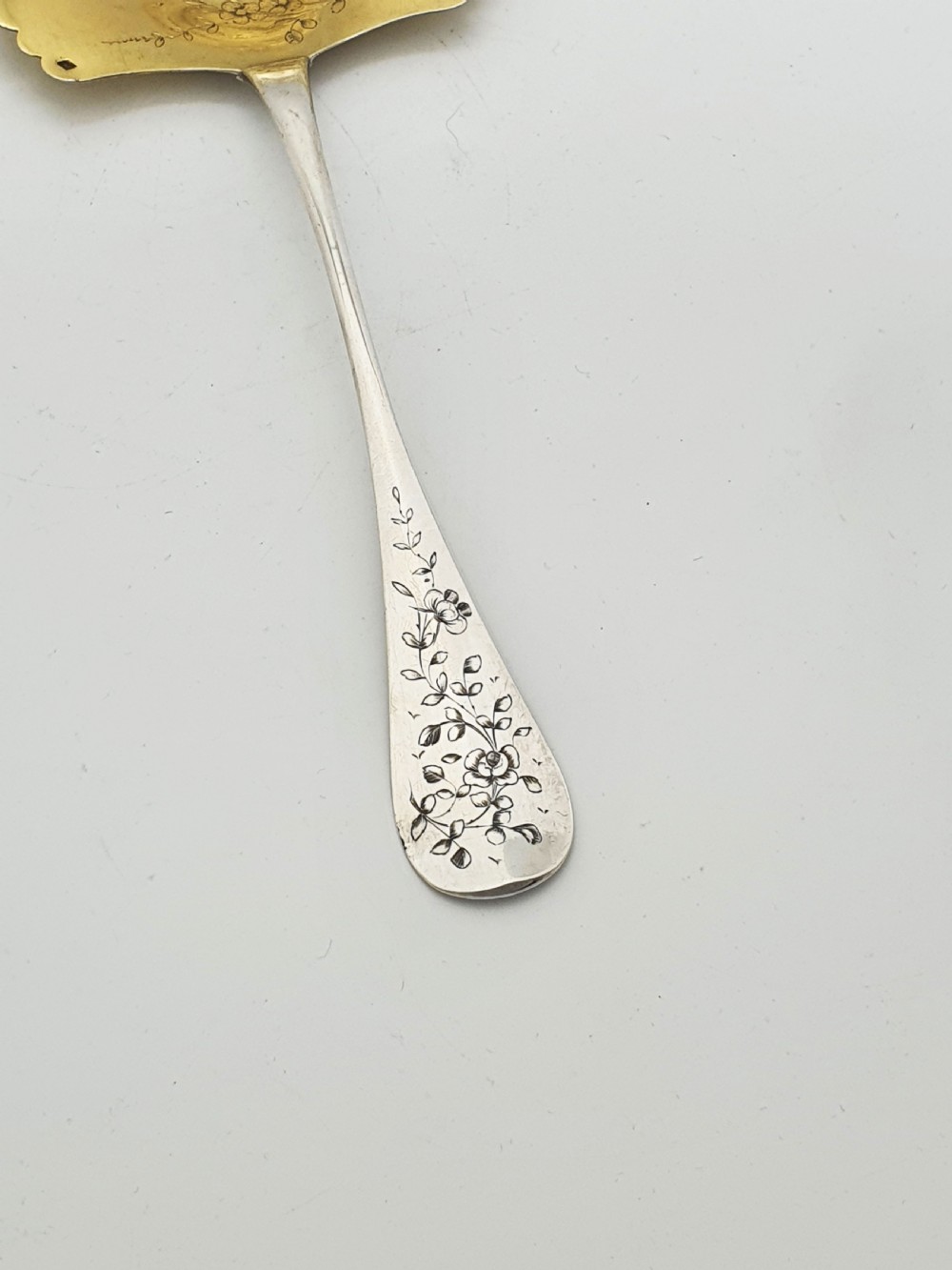 Gorgeous Large Antique French Gilt Silver Strawberry Spoon – circa 1900 View III