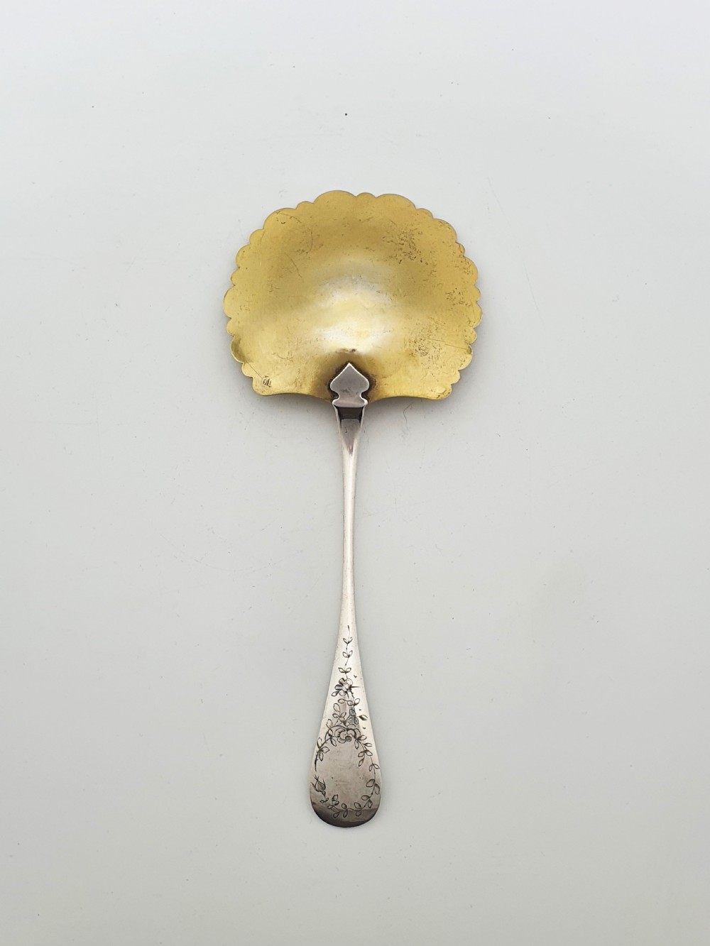 Gorgeous Large Antique French Gilt Silver Strawberry Spoon – circa 1900 View V