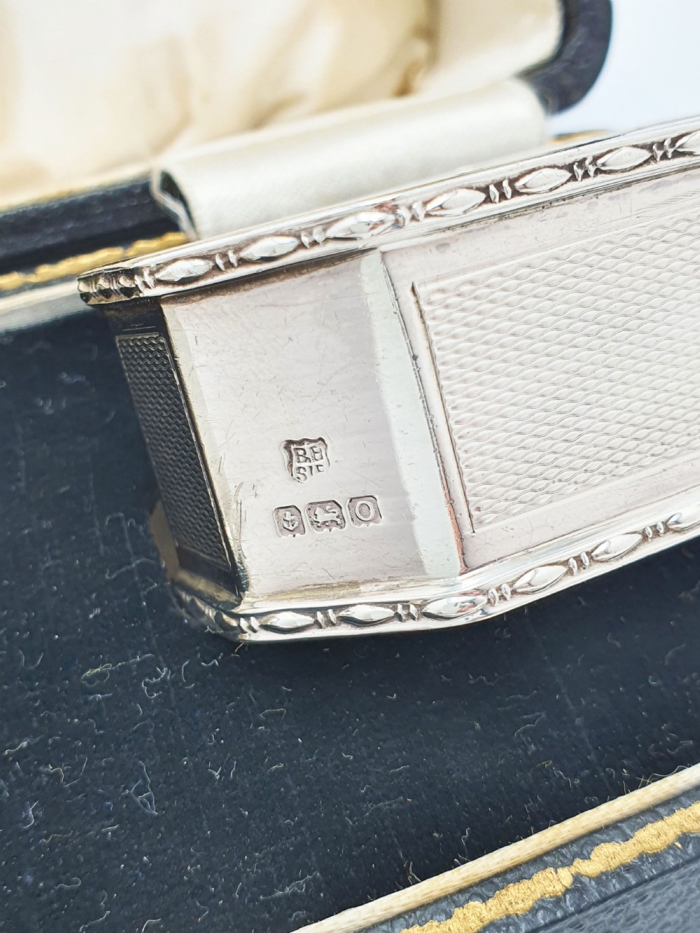 Unusual Pair of Art Deco Sterling Silver Napkin Rings - 1938 View IV