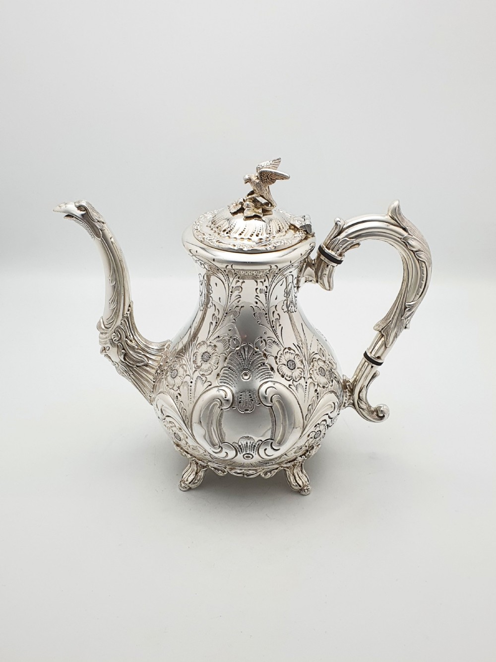 Ornate Antique Four-Piece Tea Set with Stunning Figural Detailing – circa 1920 View III