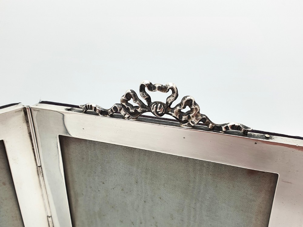 Gorgeous Antique Edwardian Silver Double Photo Frame - 1901 View V