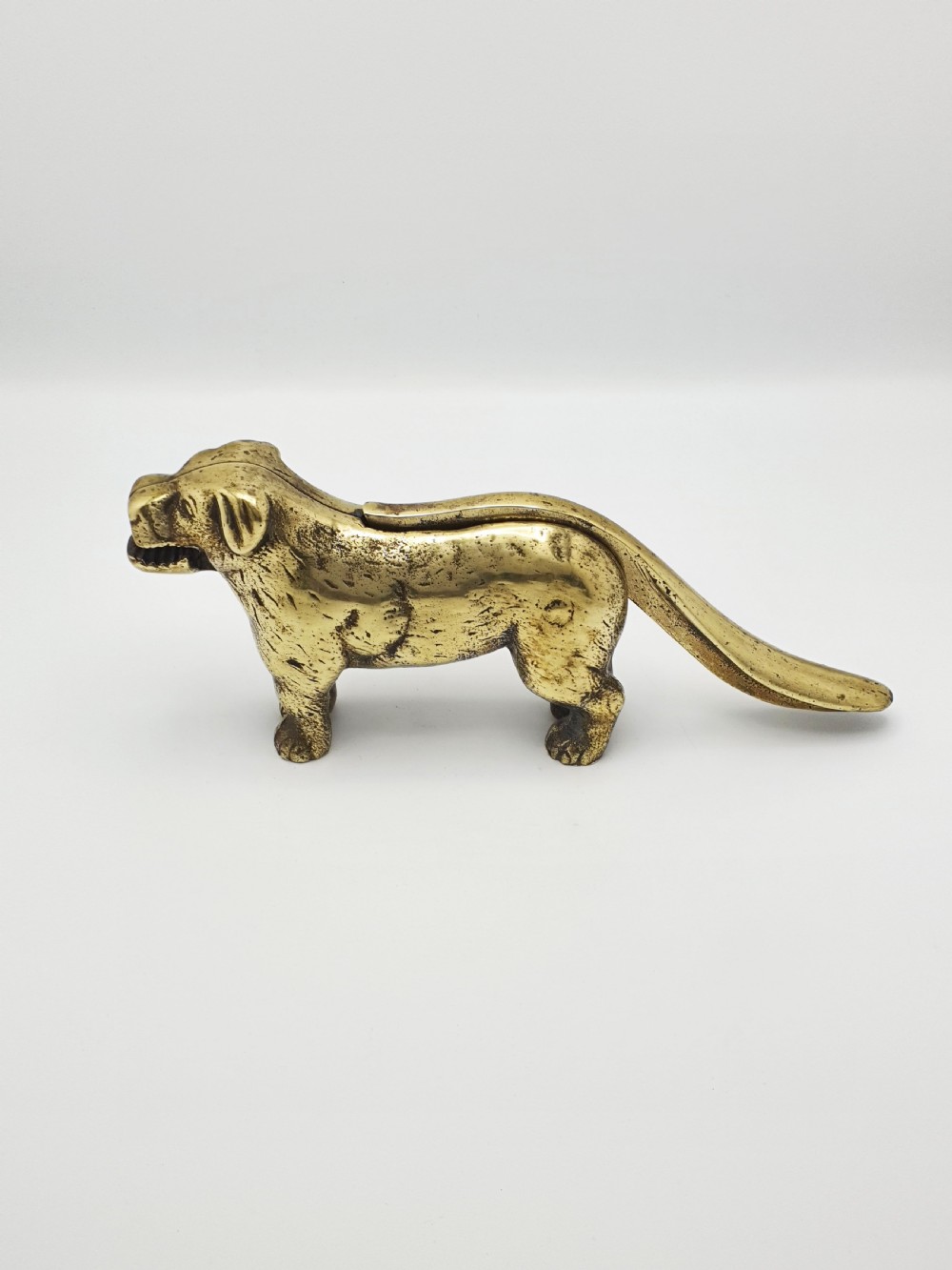 Charming Large Antique Brass Dog Nutcracker – circa 1890 View II
