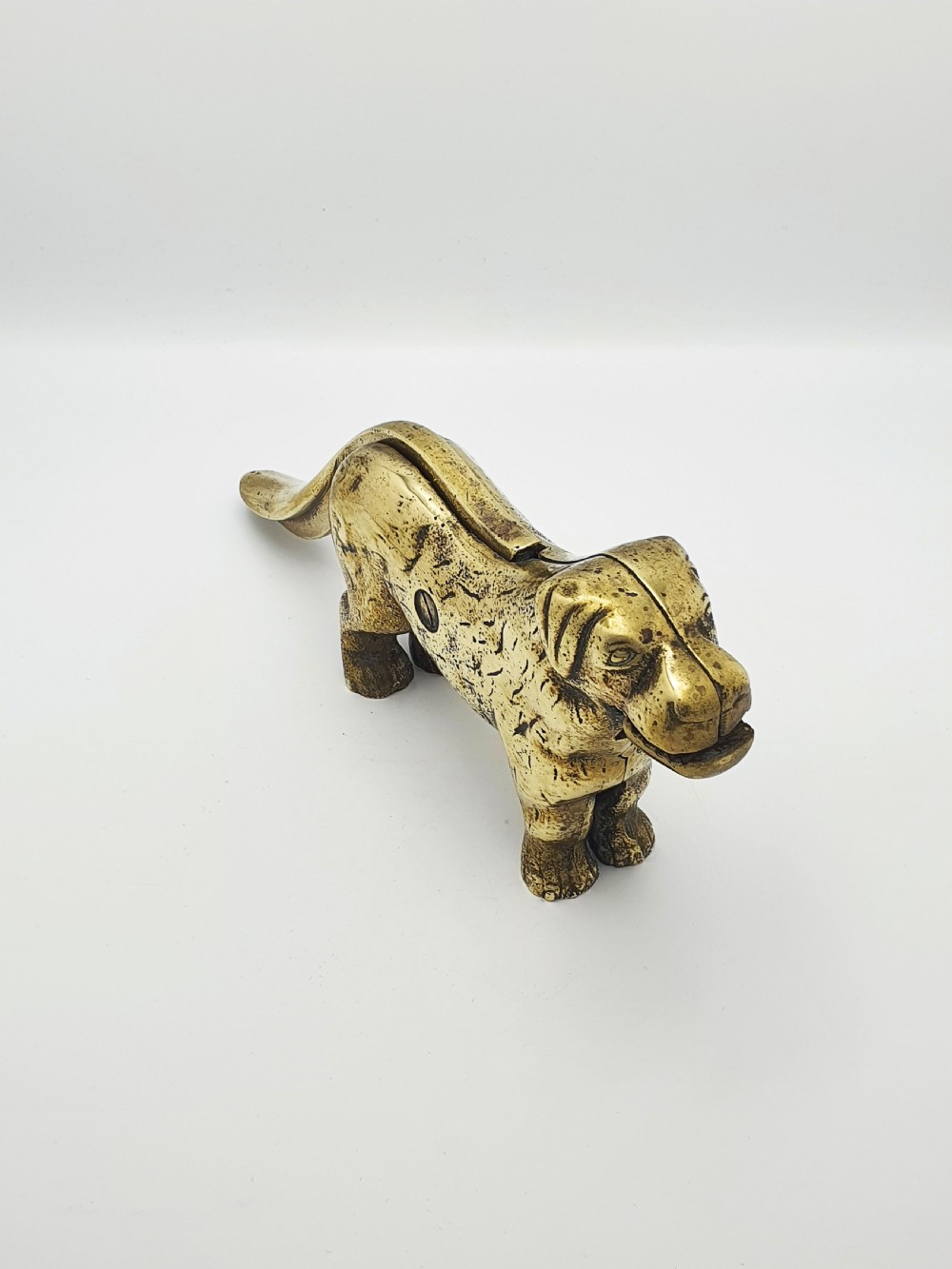 Charming Large Antique Brass Dog Nutcracker – circa 1890 View IV