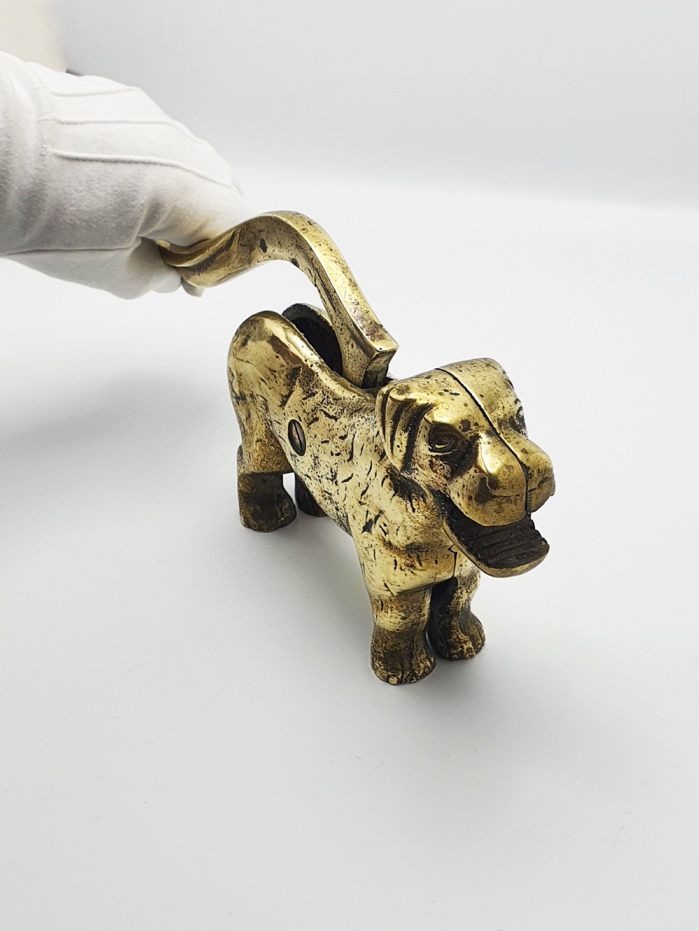 Charming Large Antique Brass Dog Nutcracker – circa 1890 View V