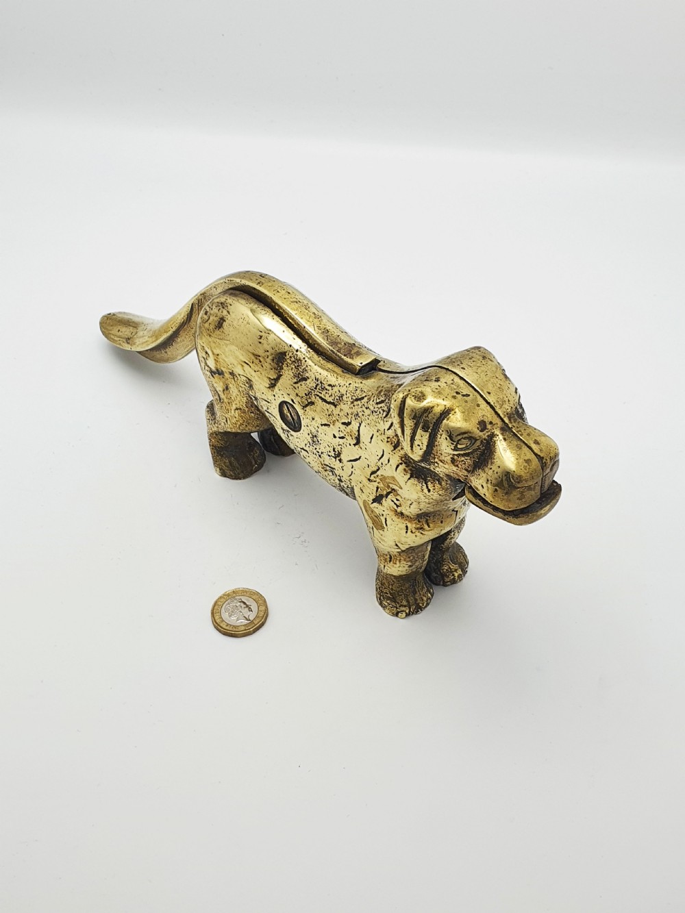 Charming Large Antique Brass Dog Nutcracker – circa 1890 View VI