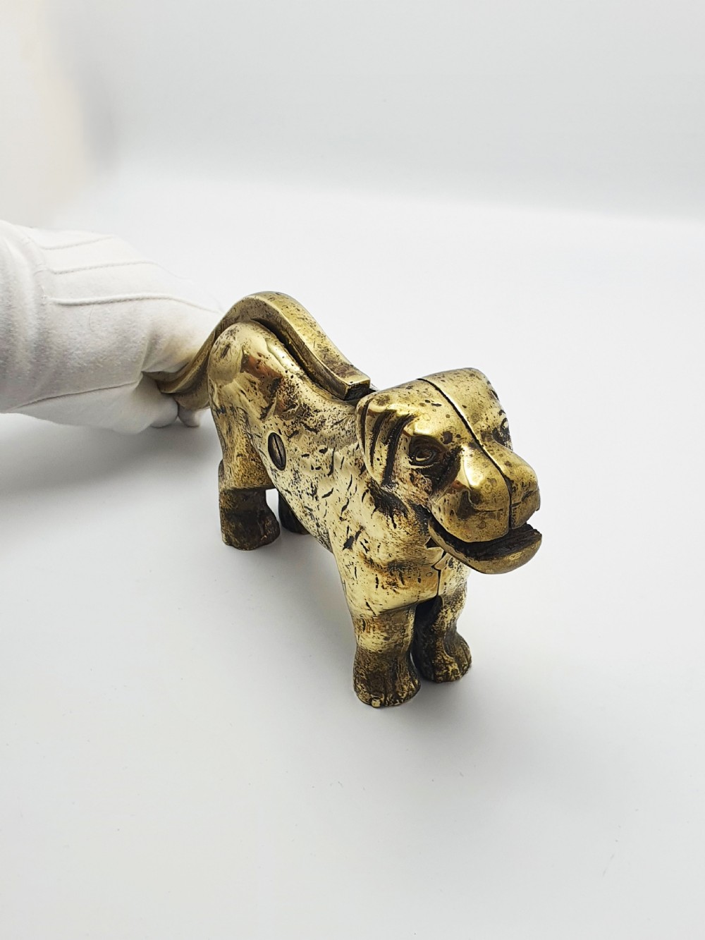 Charming Large Antique Brass Dog Nutcracker – circa 1890 View VII