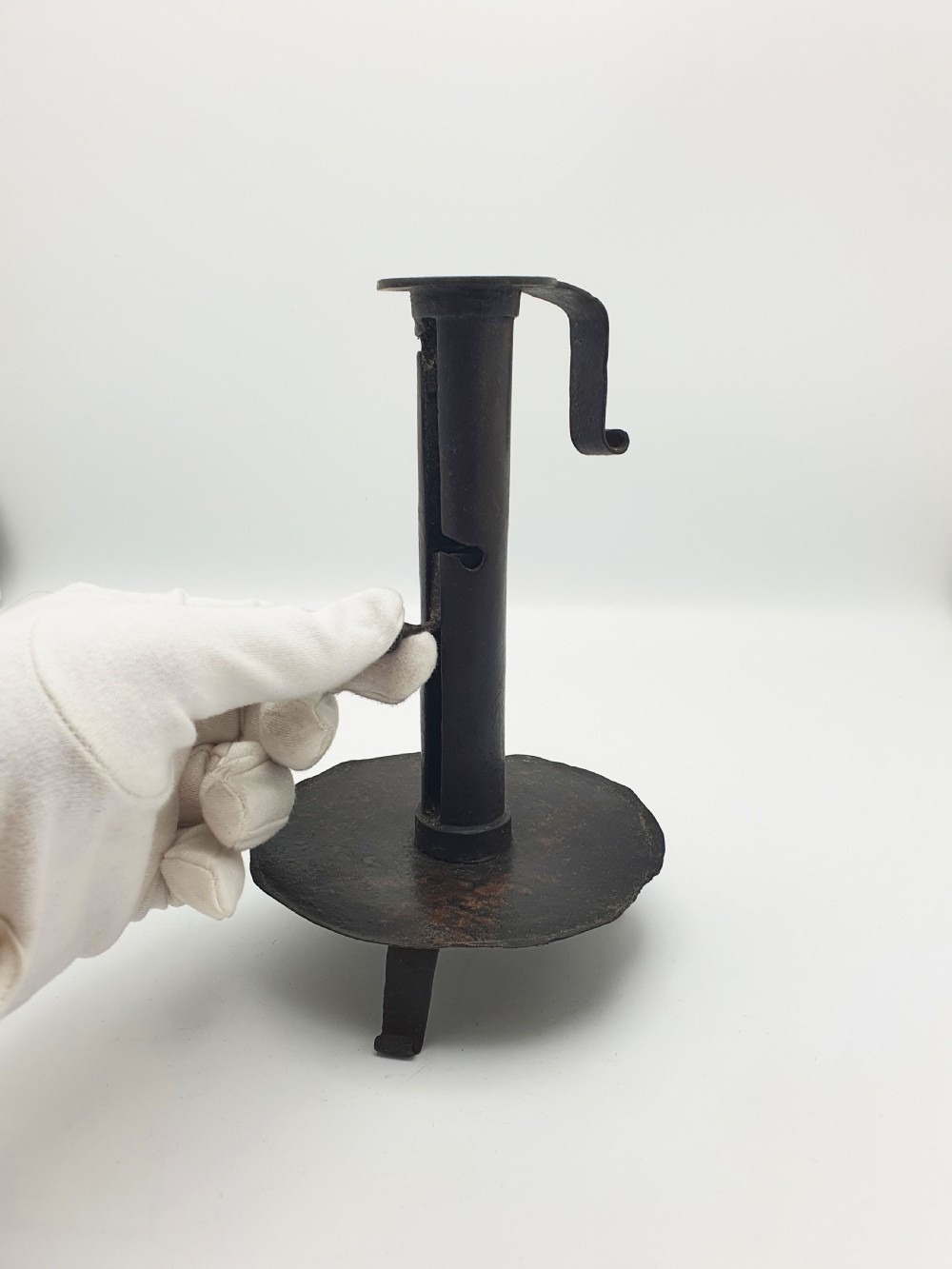 Fabulous Continental Wrought Iron “Courting” Candlestick – circa 1700 View III