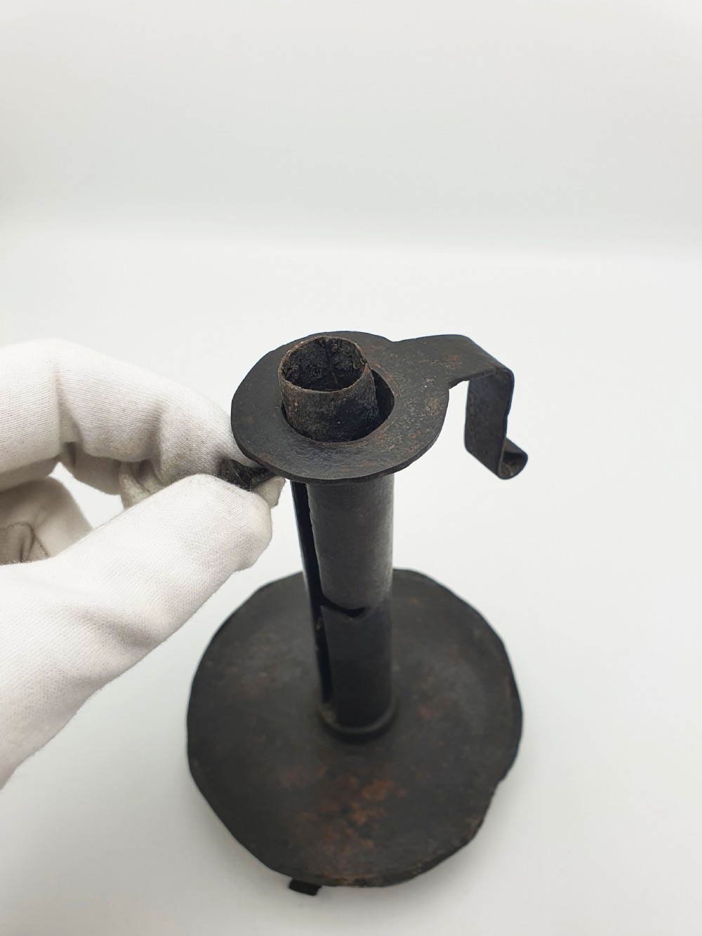 Fabulous Continental Wrought Iron “Courting” Candlestick – circa 1700 View V