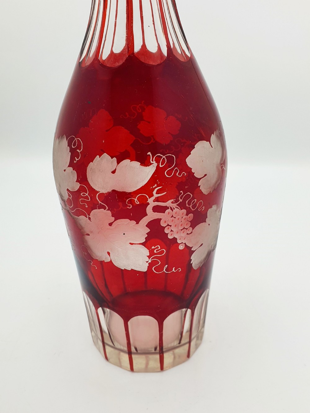 Lovely Bohemian Ruby Cut-to-Clear Decanter with Silver Collar – circa 1900 View VII