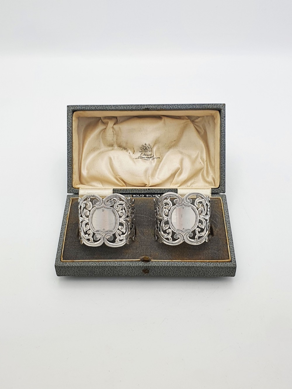 Lovely Pair of Antique Solid Silver Pierced Napkin Rings - 1906