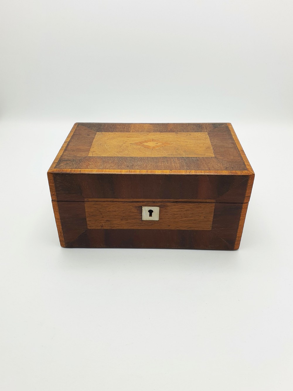 Lovely Antique Victorian Wooden Jewellery / Trinket Box with Inlay & Satin Lining – circa 1880 View II