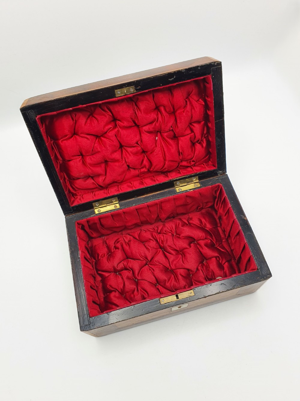 Lovely Antique Victorian Wooden Jewellery / Trinket Box with Inlay & Satin Lining – circa 1880 View III