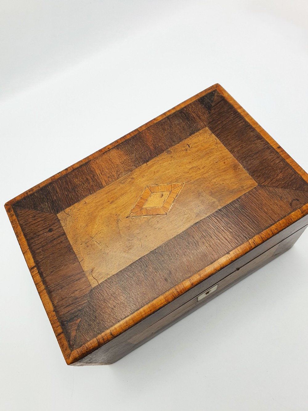 Lovely Antique Victorian Wooden Jewellery / Trinket Box with Inlay & Satin Lining – circa 1880 View IV