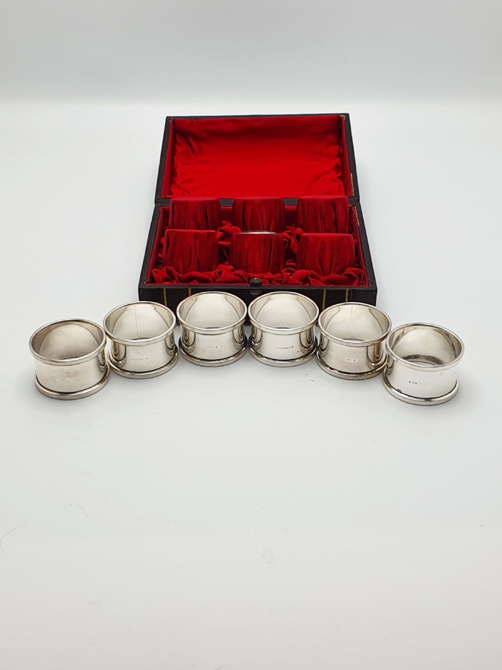 Antique Set of Six Numbered Silver-Plated Napkin Rings in Original Fitted Case – circa 1920 View IV