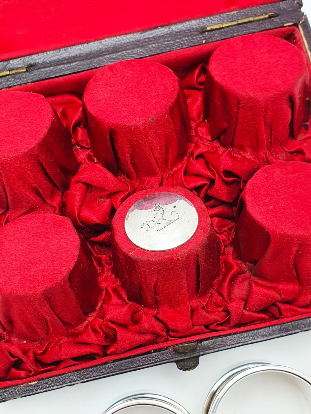 Antique Set of Six Numbered Silver-Plated Napkin Rings in Original Fitted Case – circa 1920 View VII