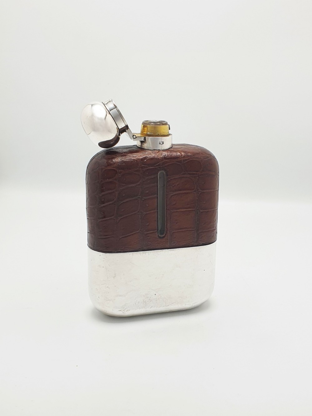 Giant Antique Edwardian Silver-Plated Hip Flask with Detachable Cup – circa 1905 View III