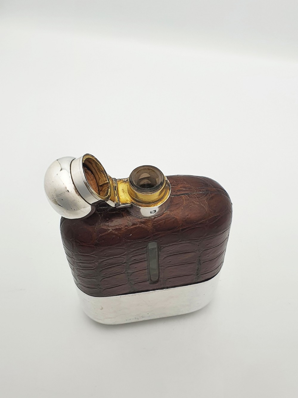 Giant Antique Edwardian Silver-Plated Hip Flask with Detachable Cup – circa 1905 View IV