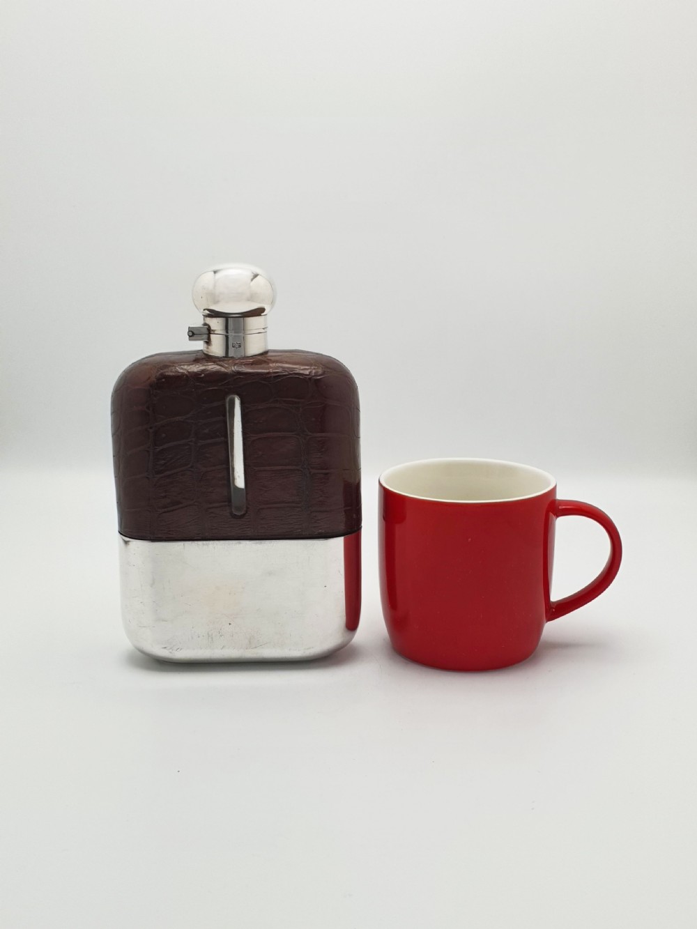 Giant Antique Edwardian Silver-Plated Hip Flask with Detachable Cup – circa 1905 View VIII