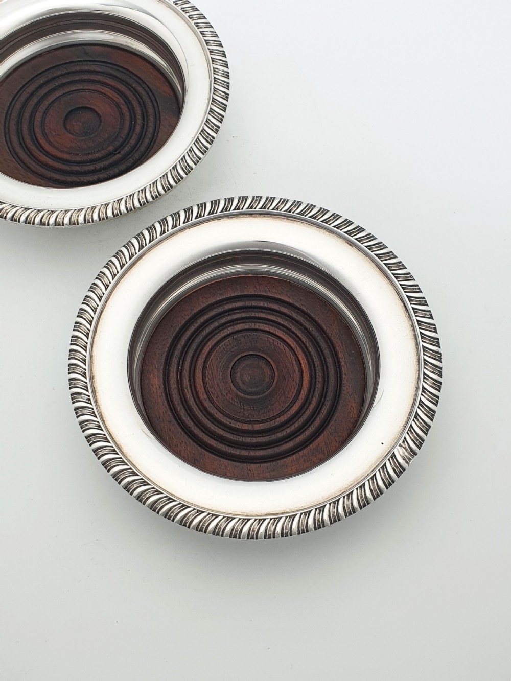 Nice Pair of Antique Silver-Plated Wine Bottle Coasters – circa 1920 View II