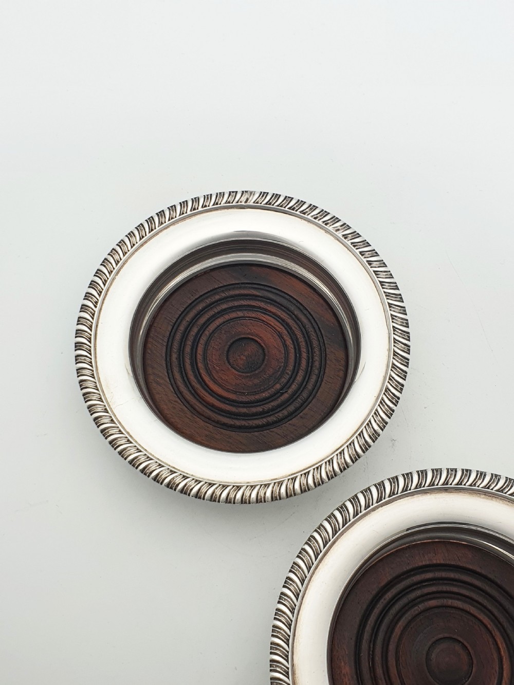Nice Pair of Antique Silver-Plated Wine Bottle Coasters – circa 1920 View III