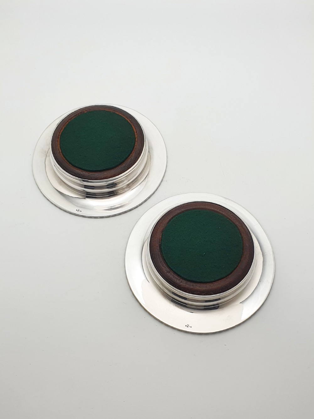 Nice Pair of Antique Silver-Plated Wine Bottle Coasters – circa 1920 View IV