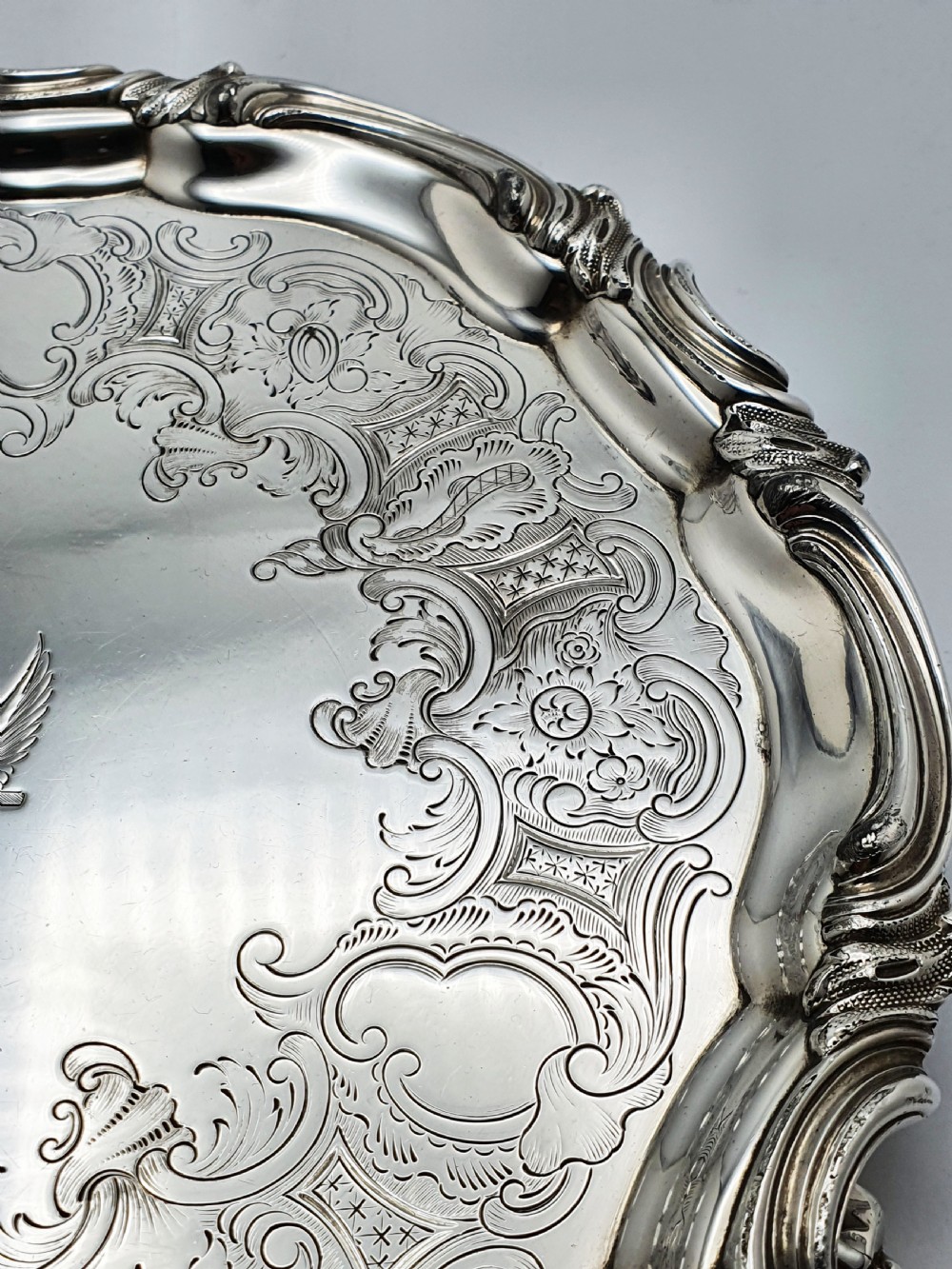 Fine Victorian Sheffield Silver-Plated Salver on Scroll Feet – circa 1840 View II
