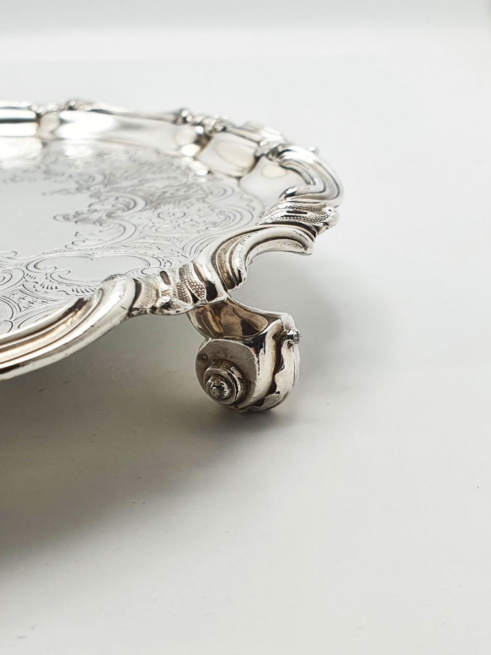 Fine Victorian Sheffield Silver-Plated Salver on Scroll Feet – circa 1840 View III