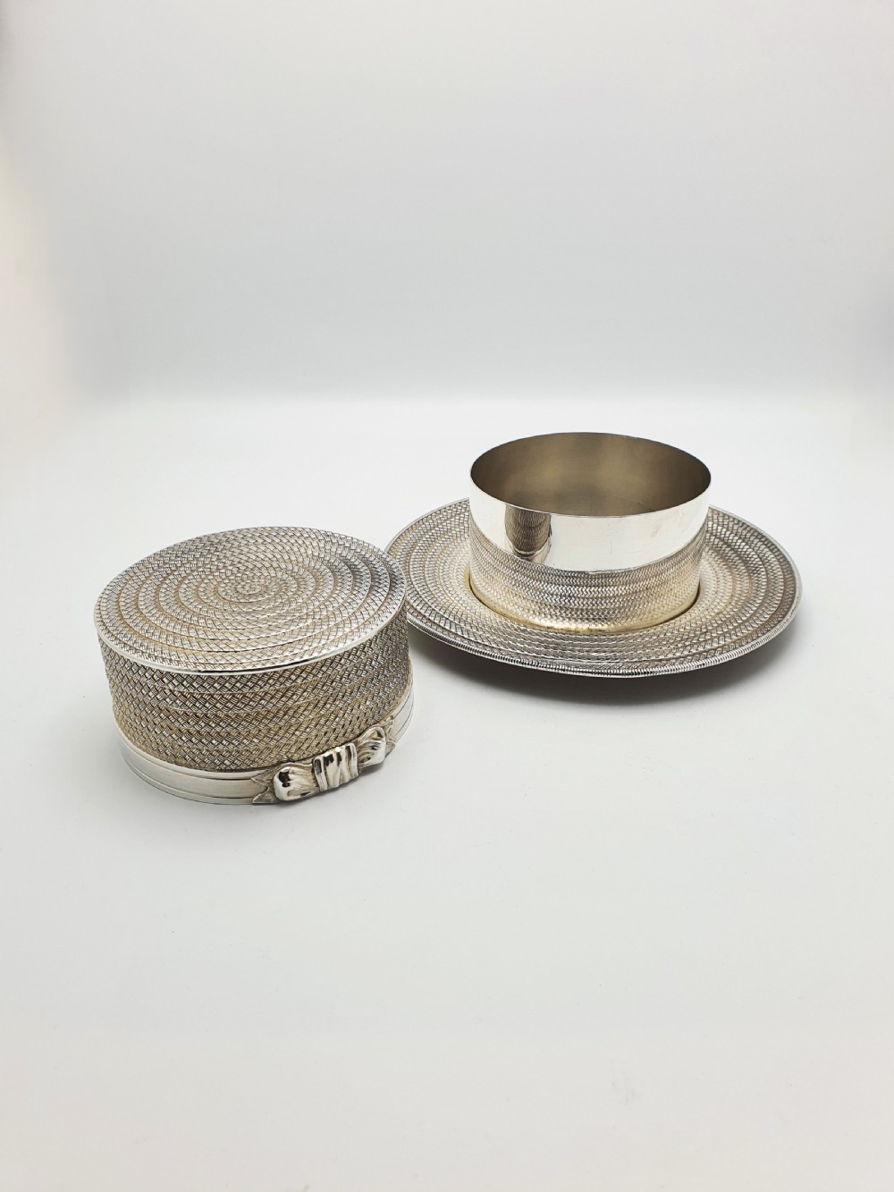 Unusual Antique Novelty Silver-Plated Box in the Form of a Boater Hat – 1881 View III