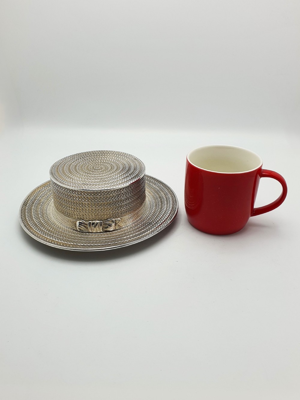 Unusual Antique Novelty Silver-Plated Box in the Form of a Boater Hat – 1881 View VII