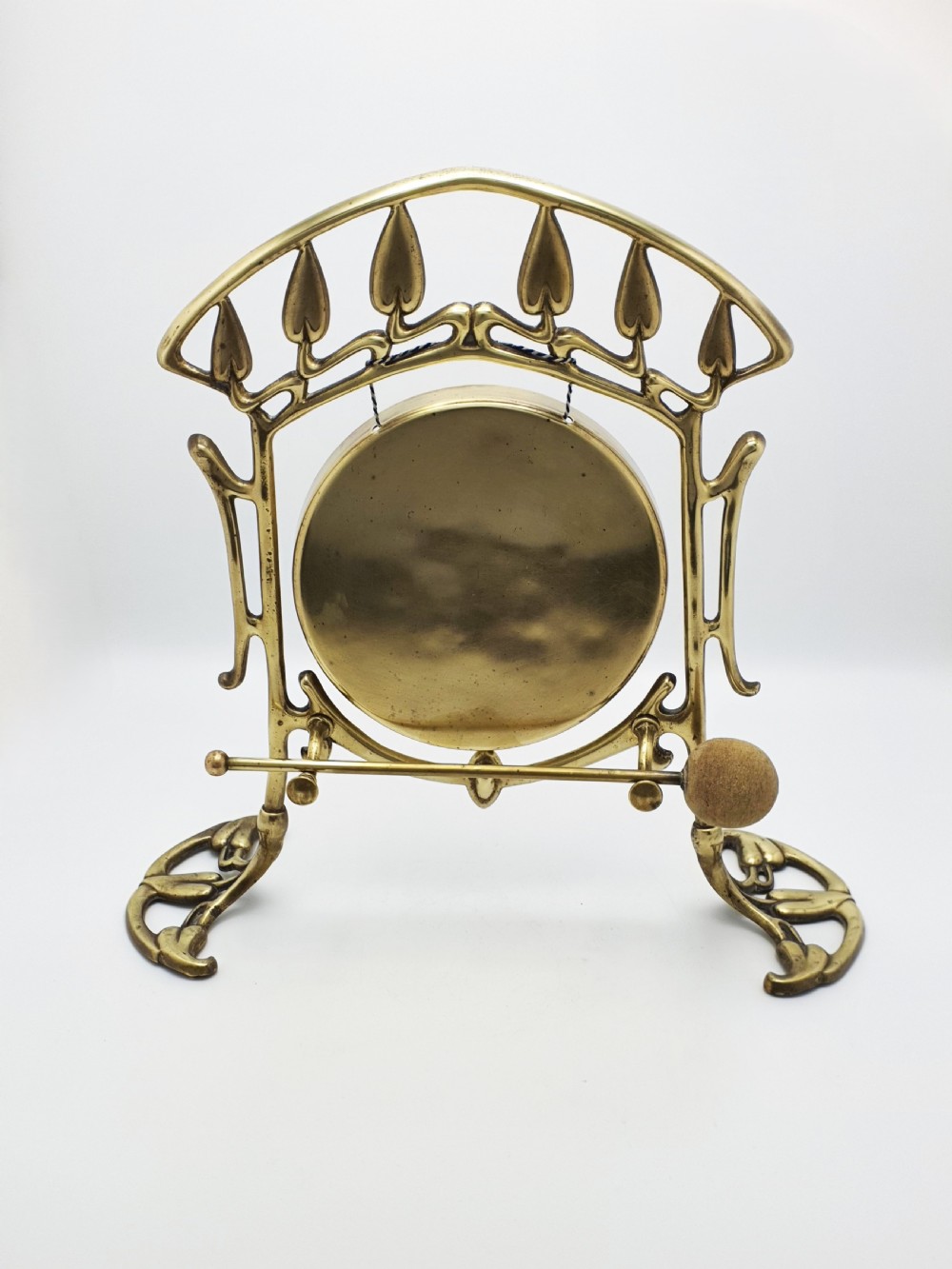 Large Art Nouveau Brass Dinner Gong with Striker – 1889 View II