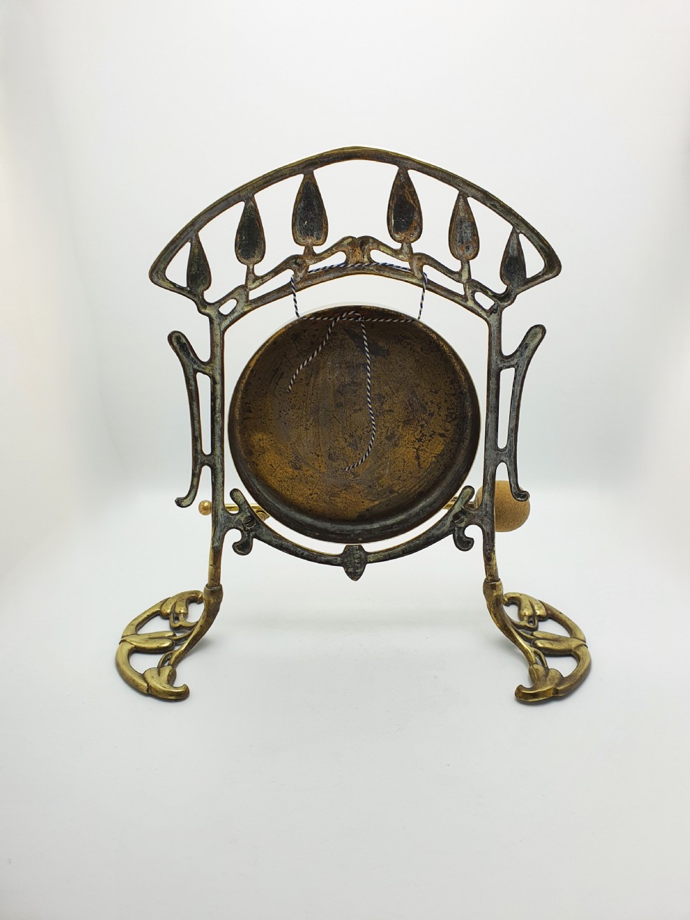 Large Art Nouveau Brass Dinner Gong with Striker – 1889 View III