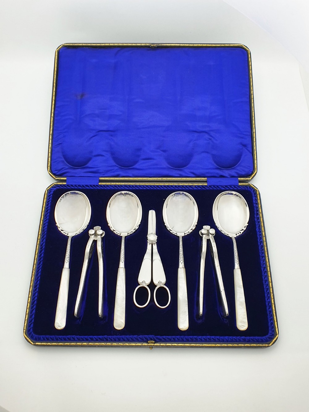 Antique Cased Edwardian Silver-Plate & Mother-of-Pearl Dessert Service – circa 1905