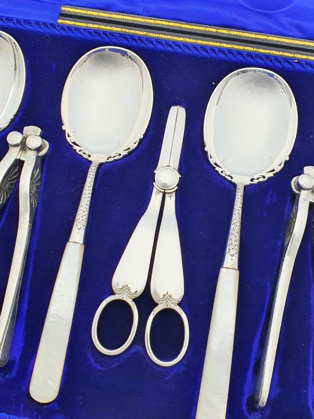 Antique Cased Edwardian Silver-Plate & Mother-of-Pearl Dessert Service – circa 1905 View V