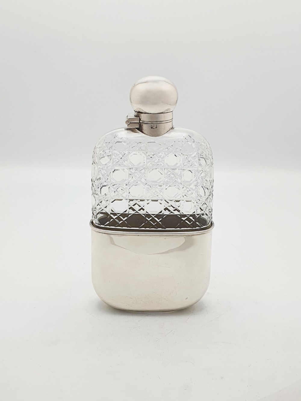 Fabulous Large Antique Victorian Cut Glass and Sterling Silver Hip Flask - 1894 View III