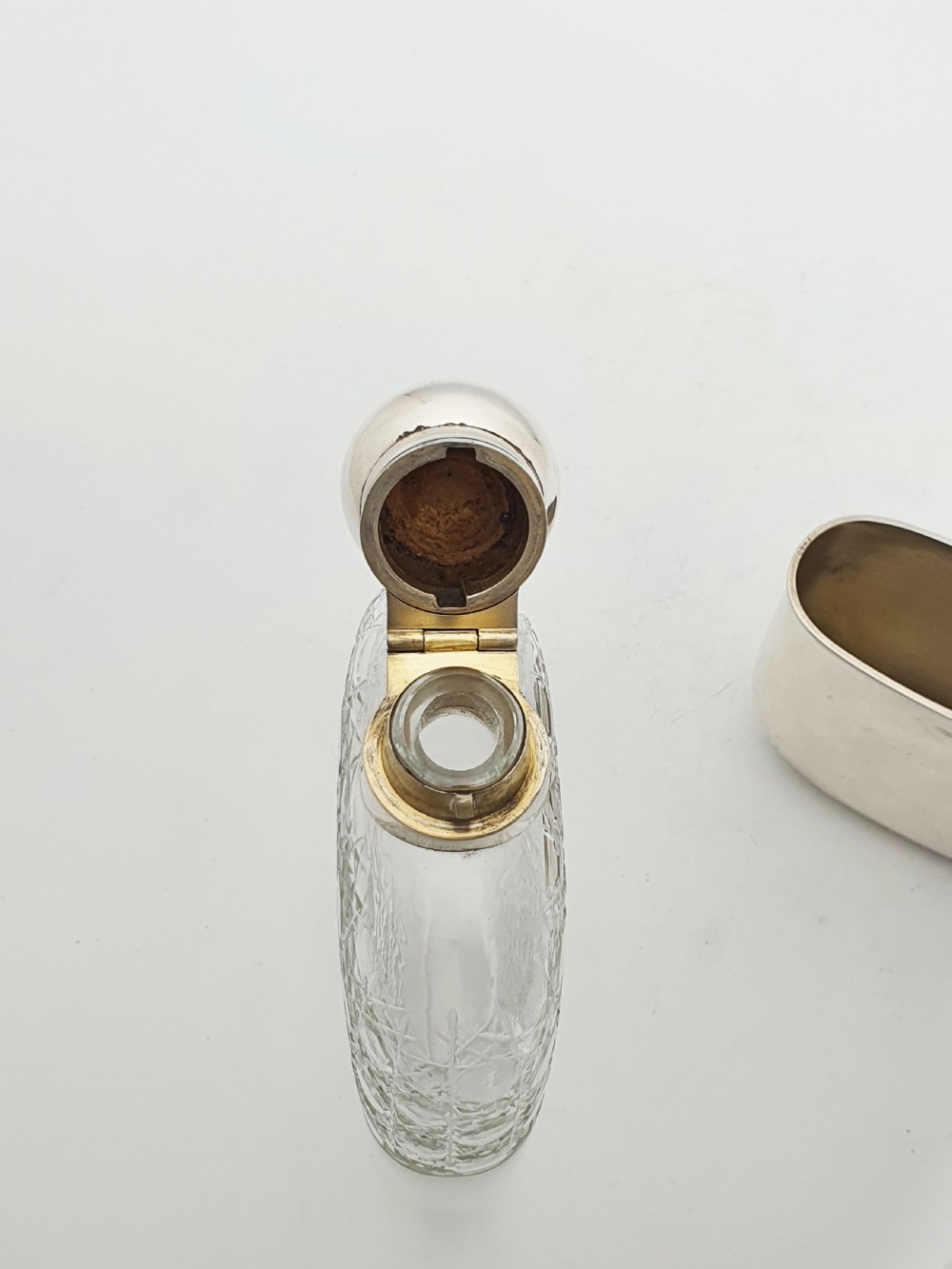 Fabulous Large Antique Victorian Cut Glass and Sterling Silver Hip Flask - 1894 View VI