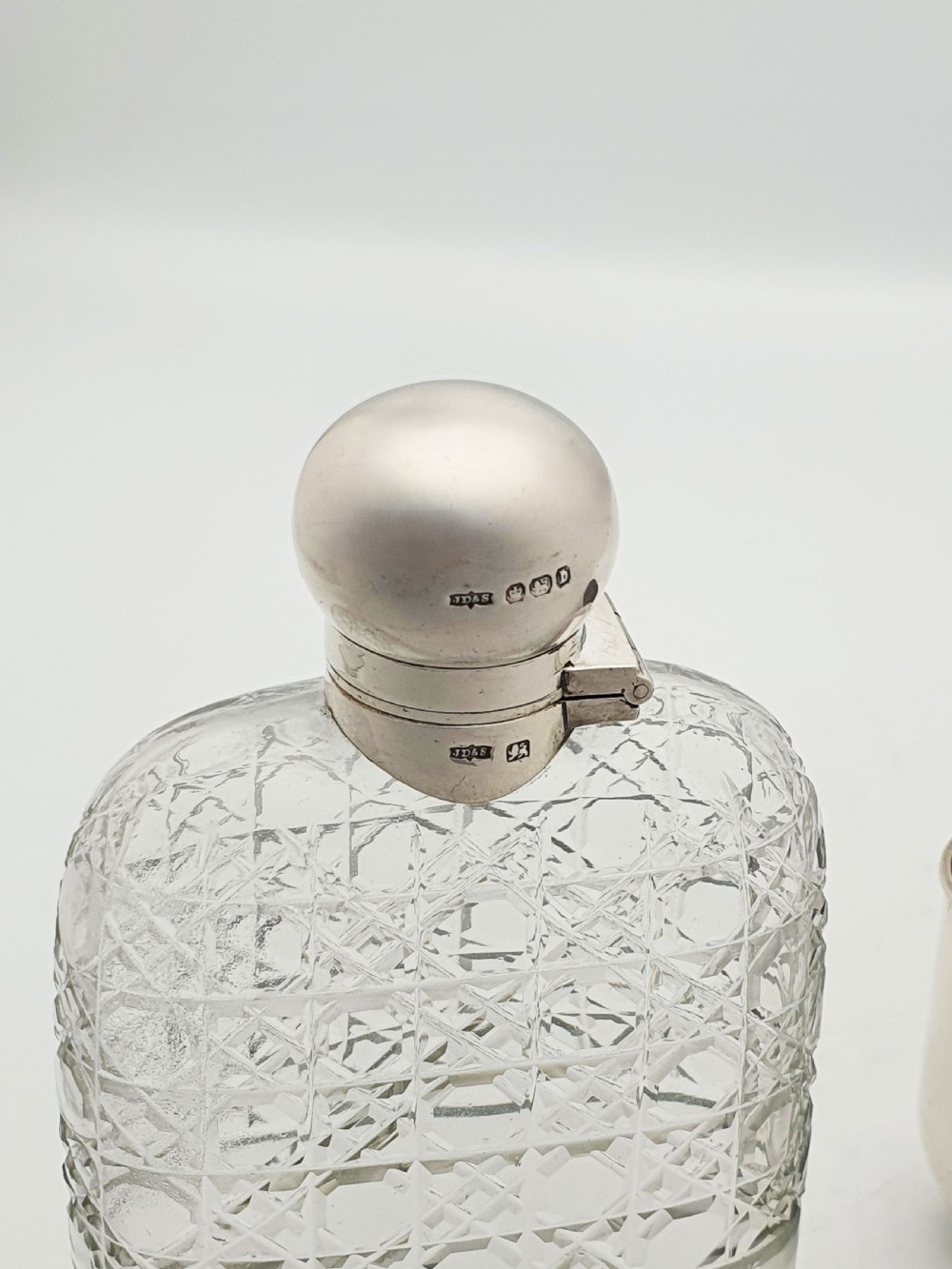 Fabulous Large Antique Victorian Cut Glass and Sterling Silver Hip Flask - 1894 View VII