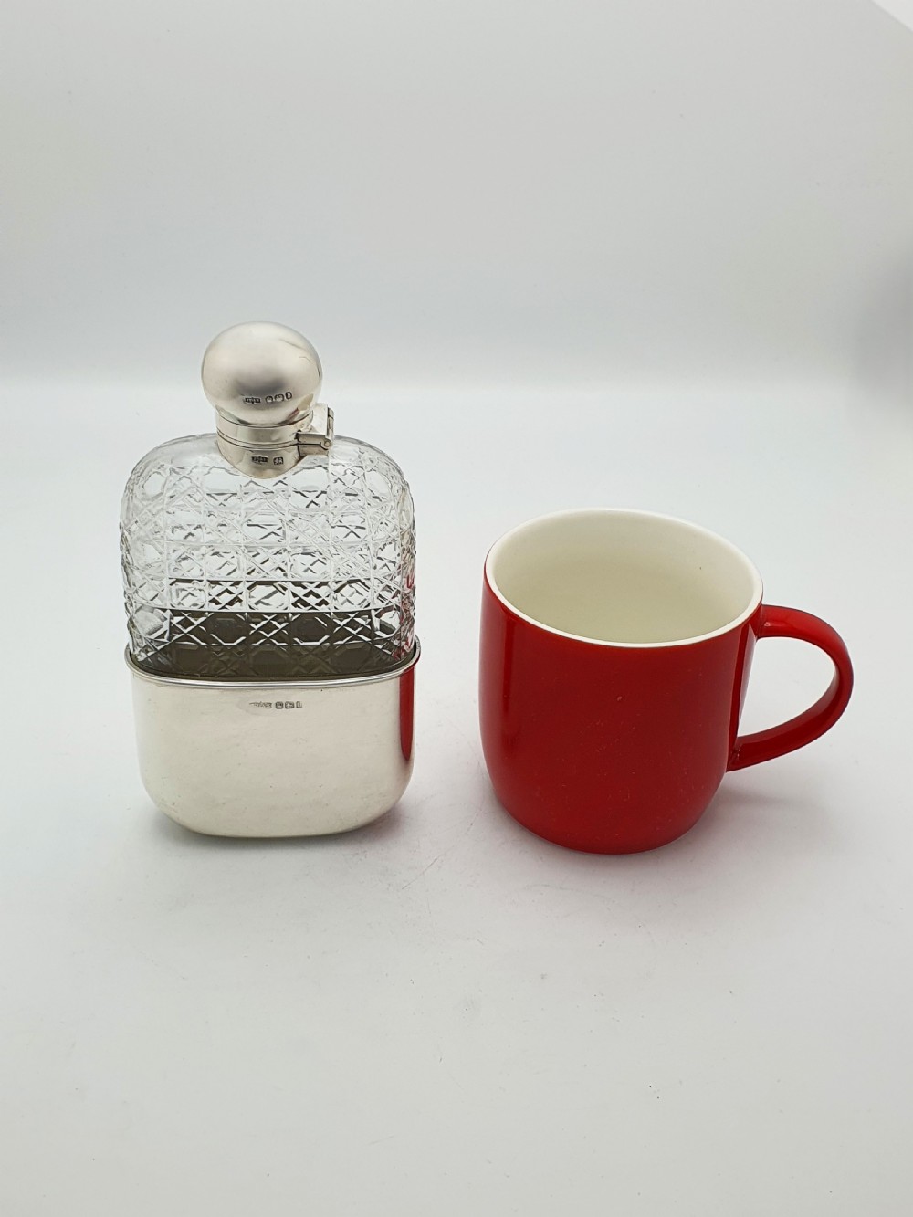 Fabulous Large Antique Victorian Cut Glass and Sterling Silver Hip Flask - 1894 View IX