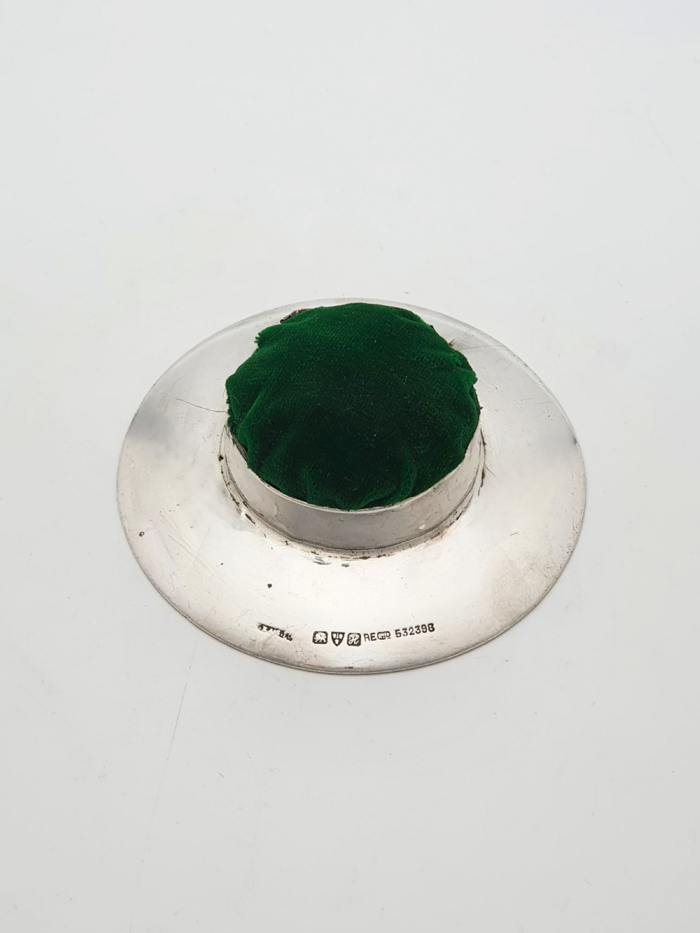 Lovely Edwardian Sterling Silver Suffragette Hat-Shaped Pin Cushion - 1908 View II