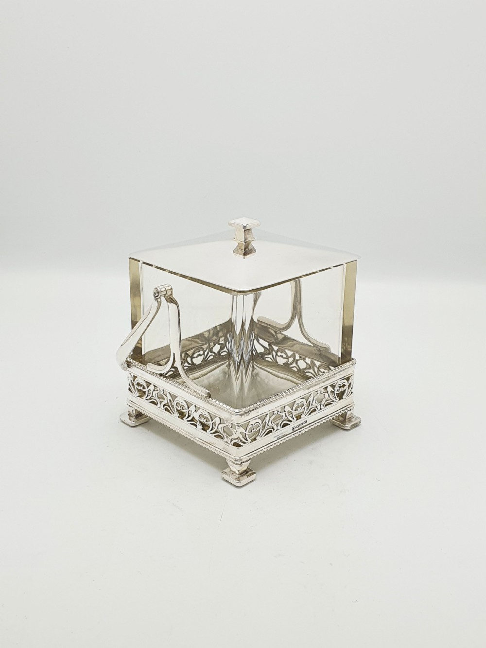 Splendid Art Deco Silver Plate & Glass Biscuit Box – circa 1925 View II