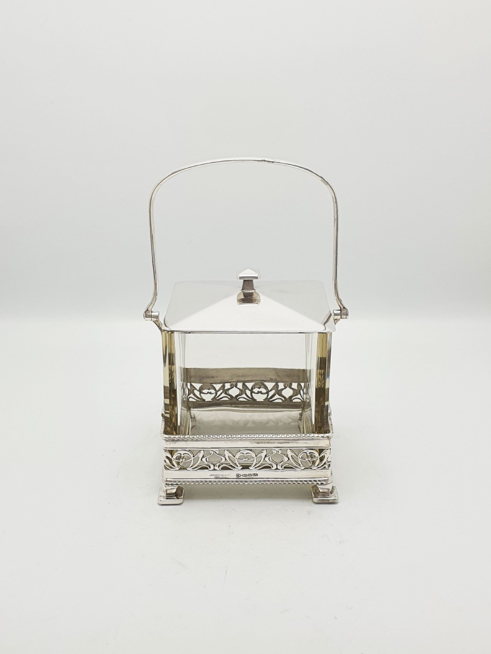 Splendid Art Deco Silver Plate & Glass Biscuit Box – circa 1925 View III