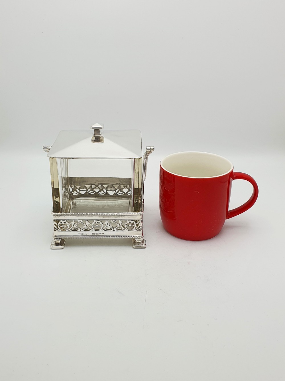 Splendid Art Deco Silver Plate & Glass Biscuit Box – circa 1925 View X