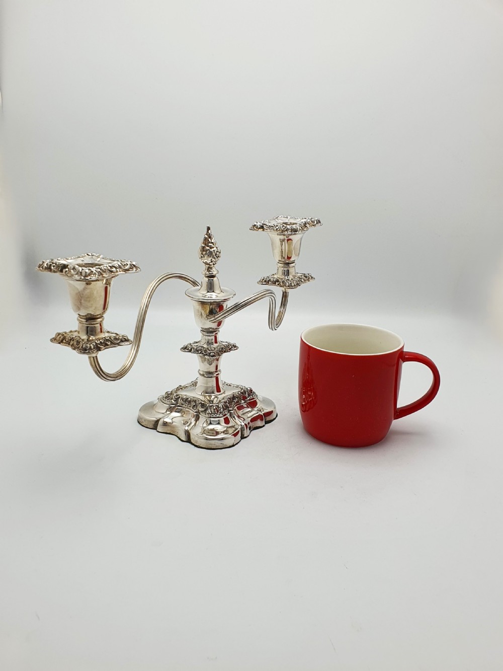 Excellent Pair of Antique Silver-Plated Rococo Revival Low Candelabra – circa 1920 View X