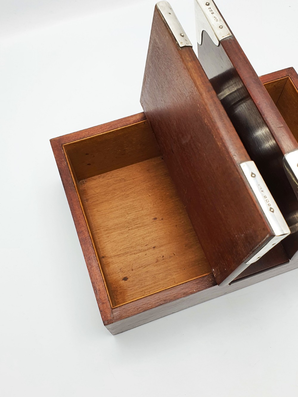 Antique Sterling Silver Mounted Mahogany Cigar Box – London, 1919 View V