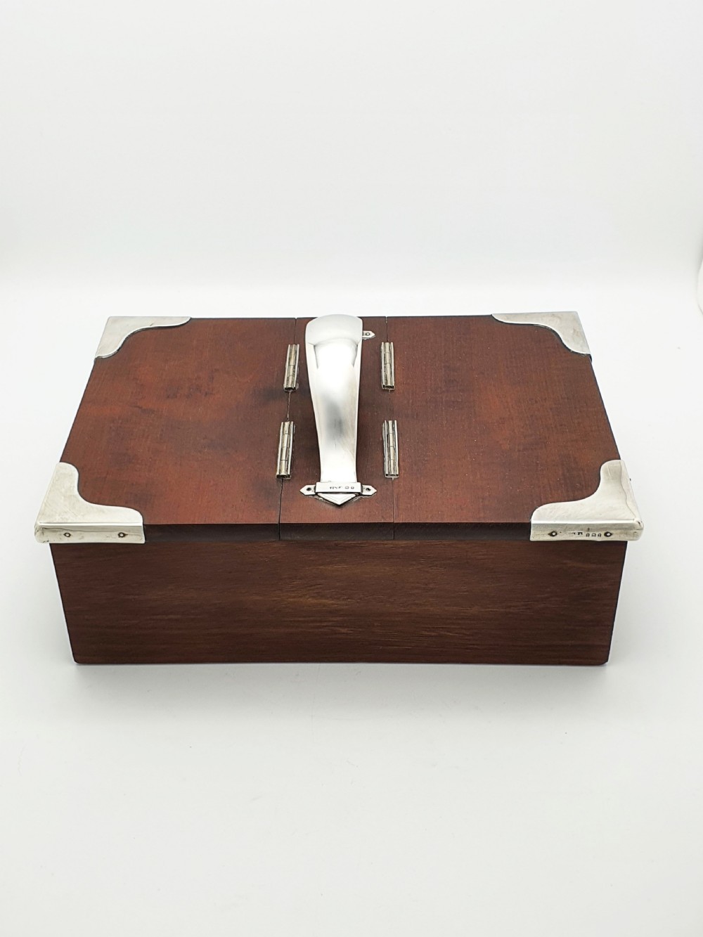 Antique Sterling Silver Mounted Mahogany Cigar Box – London, 1919 View IX