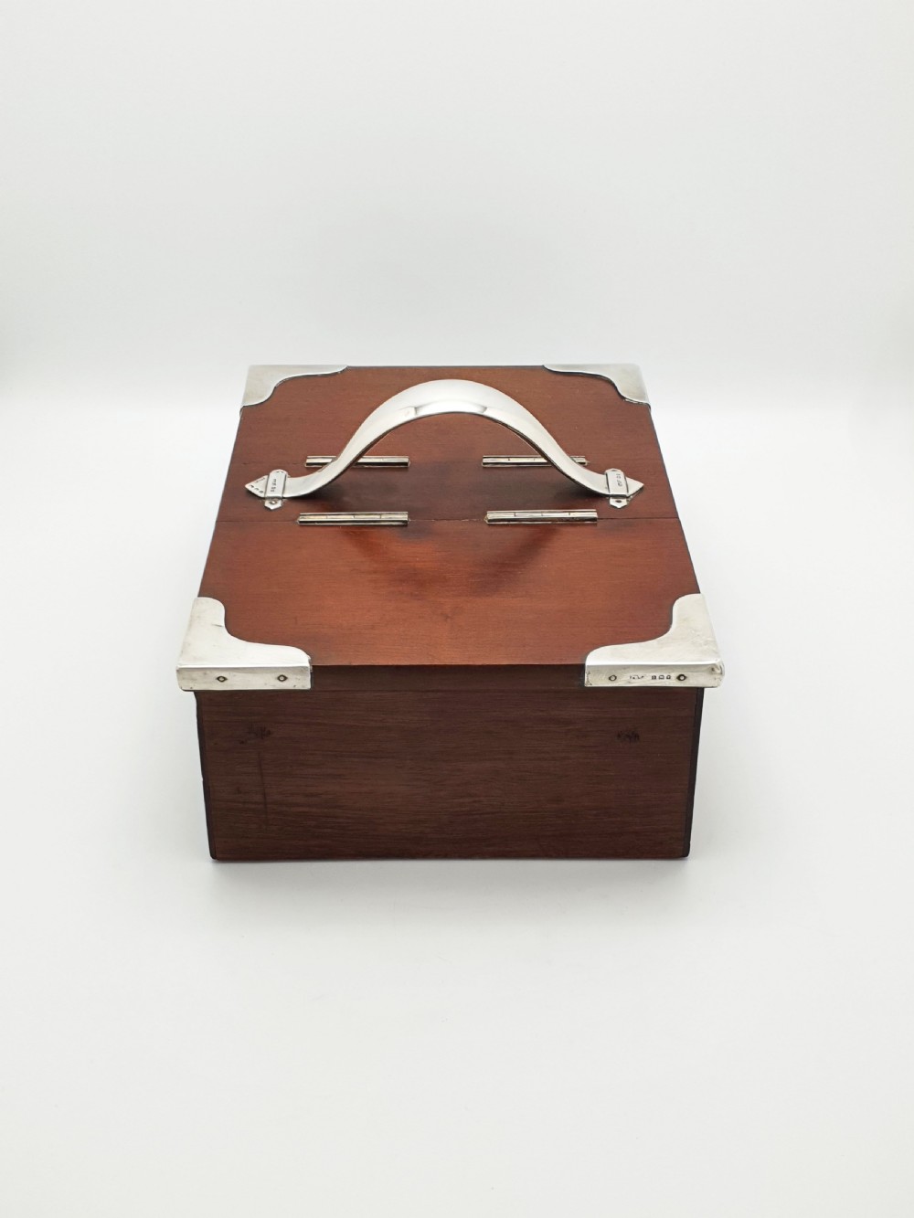 Antique Sterling Silver Mounted Mahogany Cigar Box – London, 1919 View X