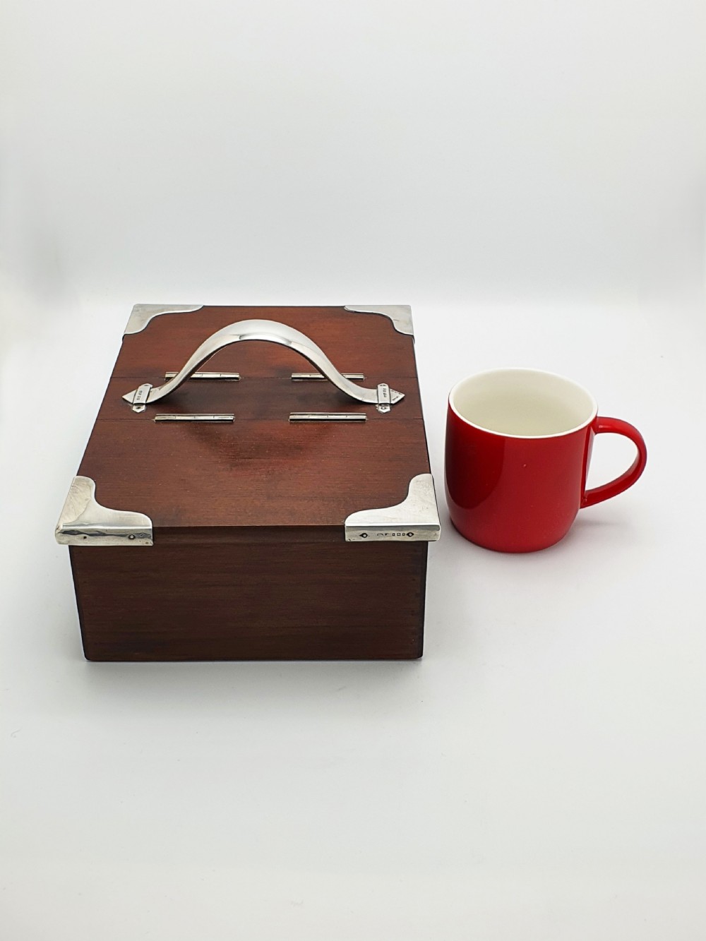 Antique Sterling Silver Mounted Mahogany Cigar Box – London, 1919 View XI