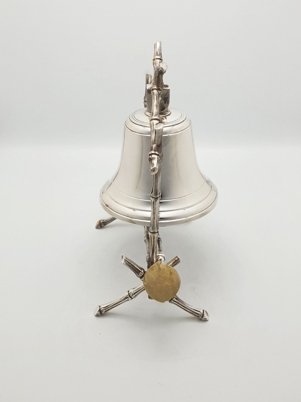 Antique Victorian Silver-Plated Table Gong with Bamboo Frame and Striker – circa 1890 View IV