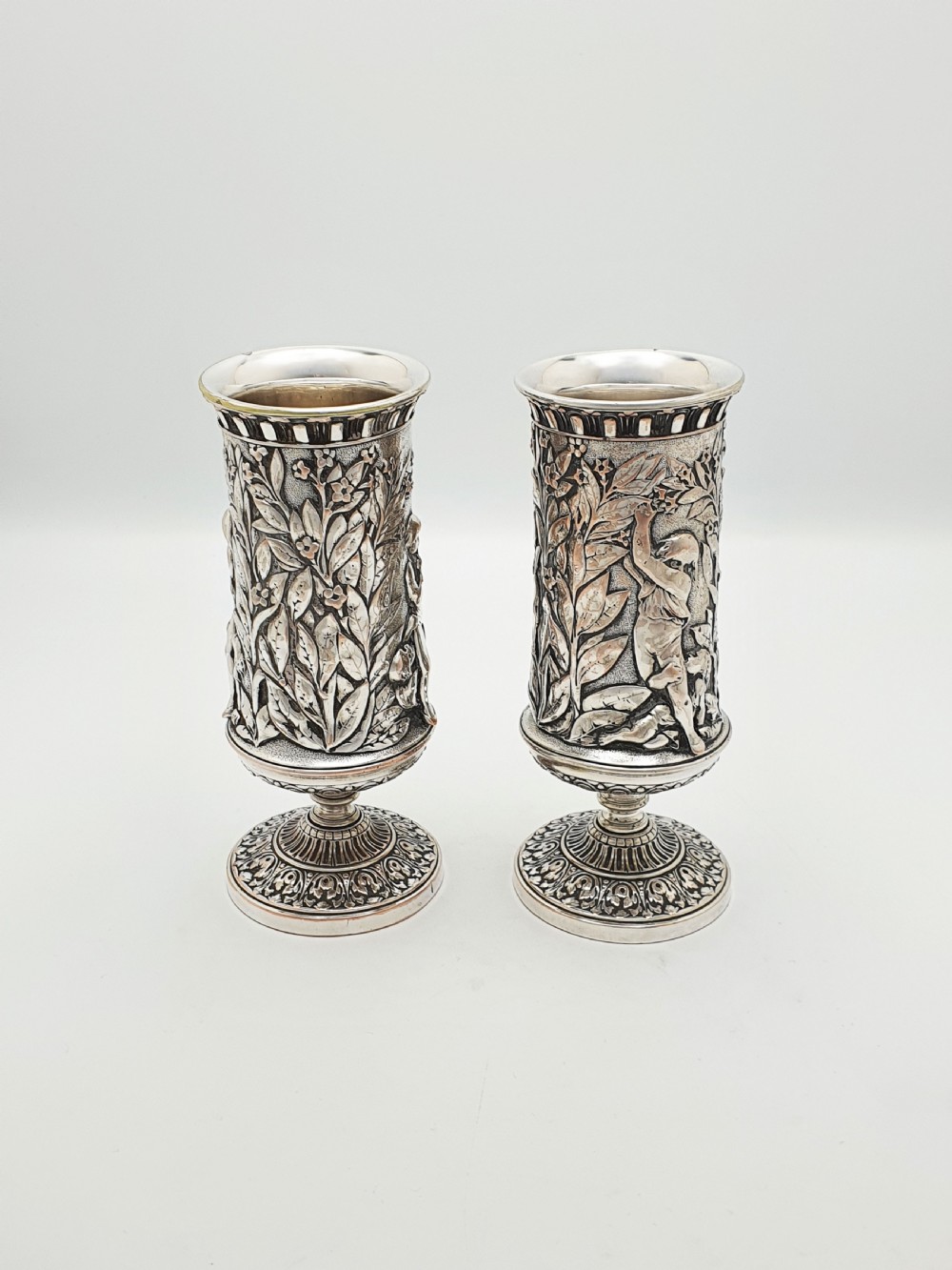 Stunning Pair of Antique Silver-Plated Elkington & Co. Vases - 1875
