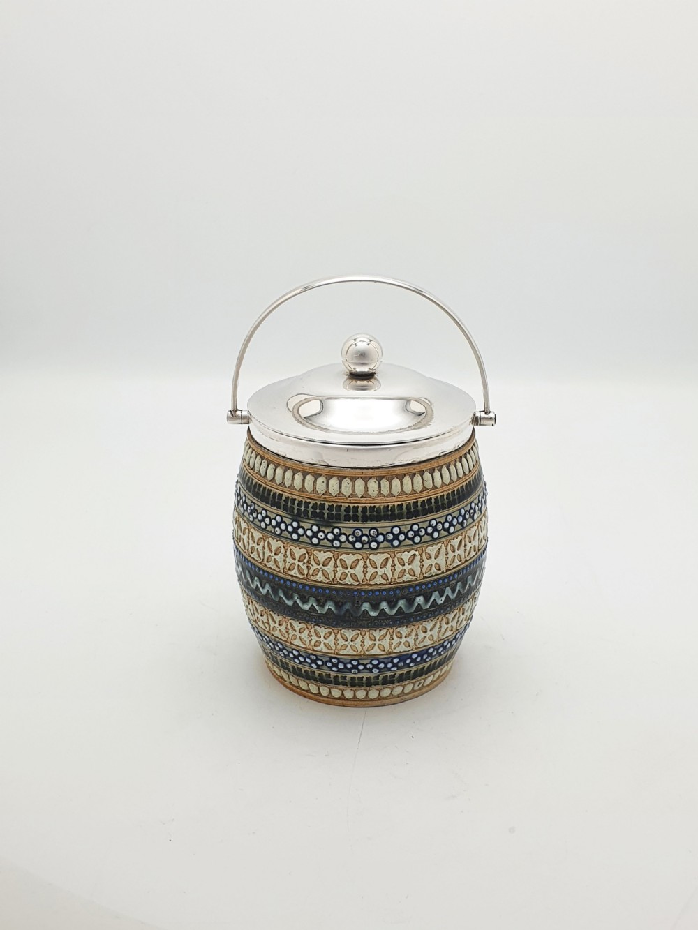 Lovely Victorian Doulton Lambeth Stoneware Jam Pot – circa 1890 View II