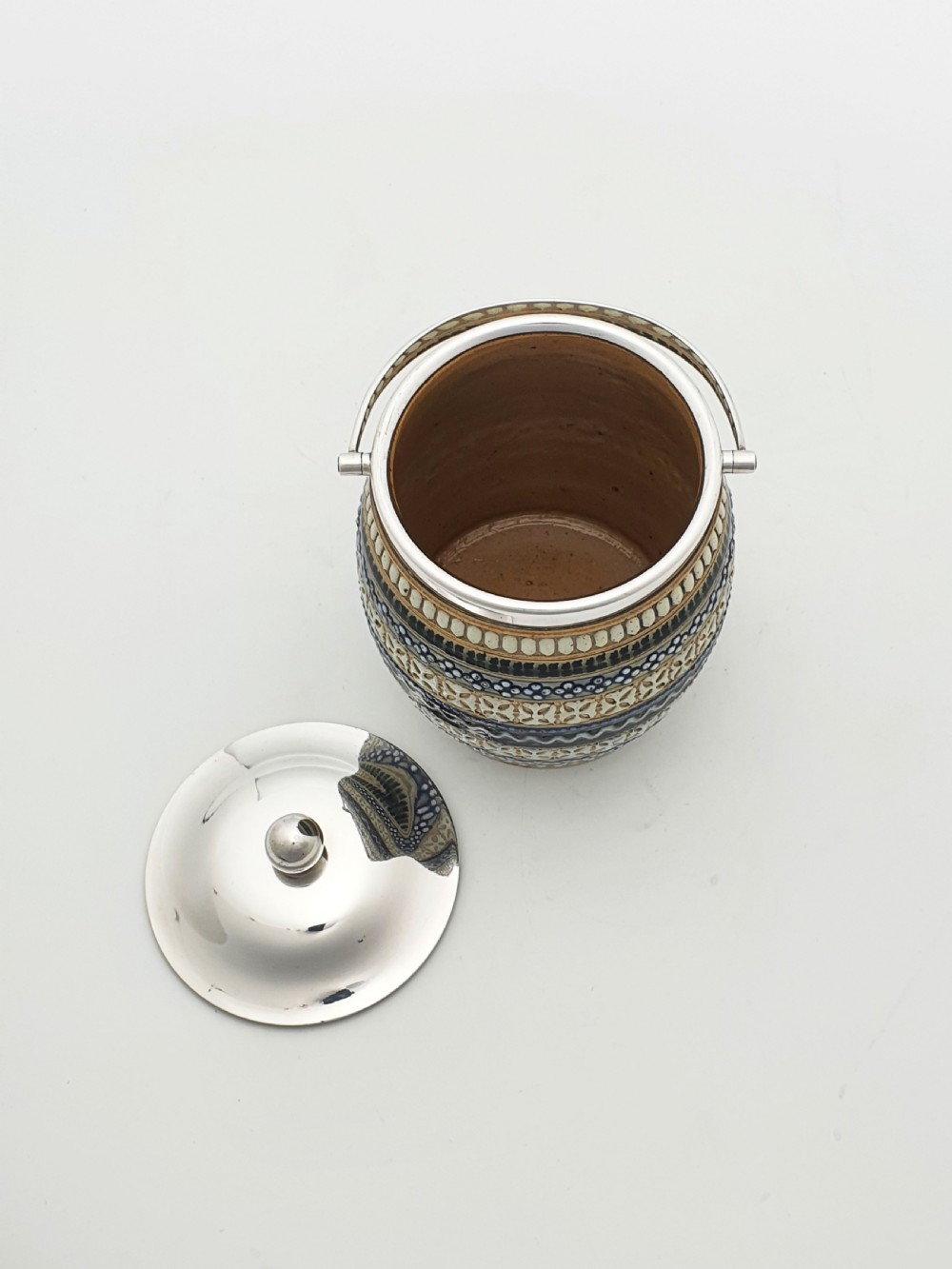 Lovely Victorian Doulton Lambeth Stoneware Jam Pot – circa 1890 View III